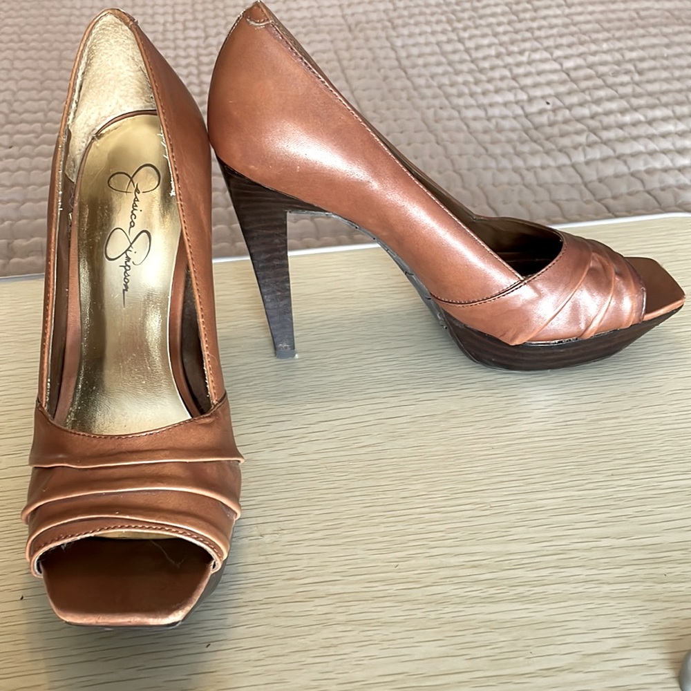 Leather platform heels